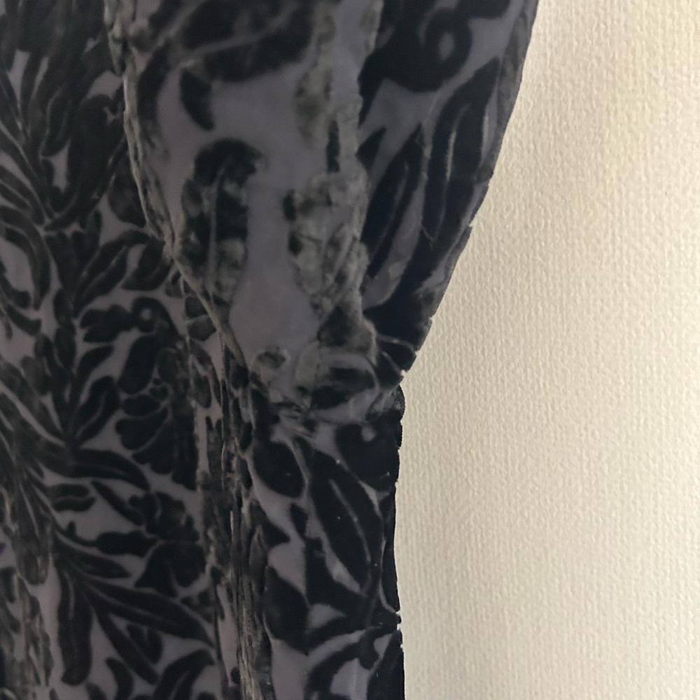 VINTAGE LAURA ASHLEY 90s Burnout Velvet Sheer Button Top Whimsigoth Witchy Sz XL - Picture 9 of 11